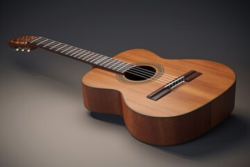 acoustic guitar isolated on gray background surface