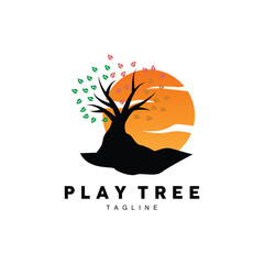 Tree Logo Design, Playground Vector, Education Tree Icon