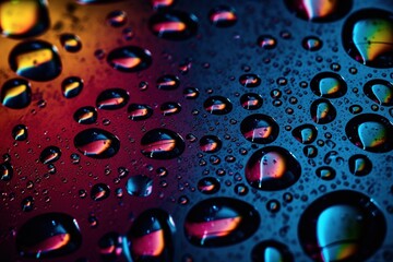 water drops on red blue gradient background