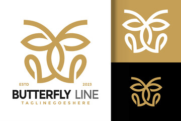 Fototapeta na wymiar Butterfly line art logo vector icon illustration