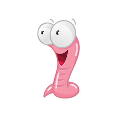 Funny cartoon worm. Cartoon illustration of a funny smiling worm isolated on a white background. Vector 10 EPS.