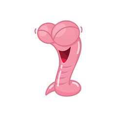 Funny cartoon worm. Cartoon illustration of a funny laughing worm isolated on a white background. Vector 10 EPS.