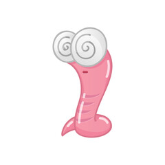 Funny cartoon worm. Cartoon illustration of a funny dizzy worm isolated on a white background. Vector 10 EPS.
