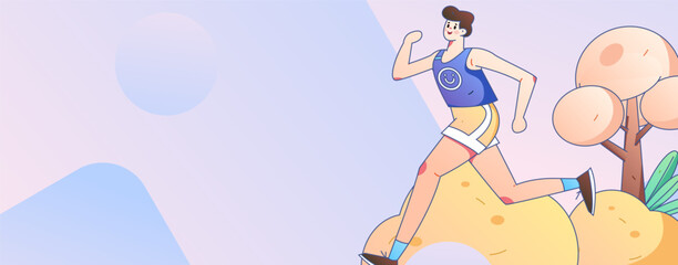 Vector internet operation hand-drawn illustration of people exercising and running healthy
