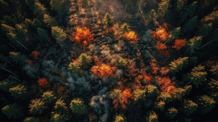 Fototapeta na wymiar Forest Fire, Generative AI