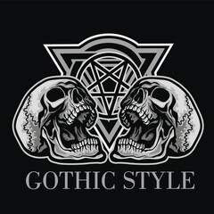 skull and occultic sign, grunge vintage design t shirts

