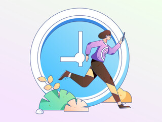 Fototapeta premium Vector internet operation hand-drawn illustration of people exercising and running healthy 