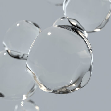 Real transparent water drips. Pure Cosmetics Product. Moisturizer Skin Care. Cosmetic essence, liquid bubbles, molecules of liquid bubbles on the background.