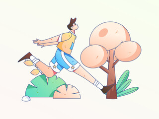 Vector internet operation hand-drawn illustration of people exercising and running healthy
