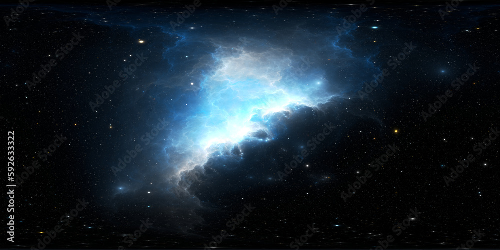 Sticker 360 degree stellar system and gas nebula. panorama, environment 360 hdri map. equirectangular projec