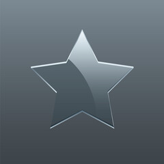 Obraz premium Glass star vector illustration. 3D realistic blank clear five point award star, transparent trophy prize and crystal plaque decoration for winner, cristal rank button for rating from glossy material