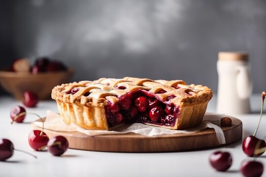 Sweet tasty cherry pie. Generated ai.
