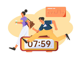 Vector internet operation hand-drawn illustration of people exercising and running healthy
