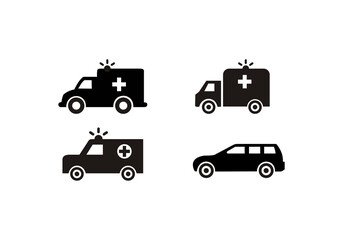 Ambulance car collection icon on white background.