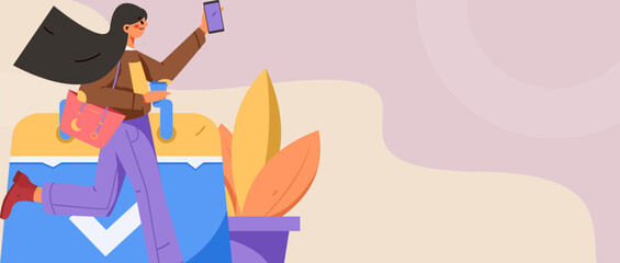 Vector internet operation hand-drawn illustration of people exercising and running healthy
