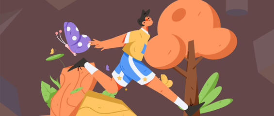 Vector internet operation hand-drawn illustration of people exercising and running healthy
