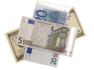 Money dollars and euro isolated 