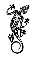Stylized lizard. Decorative silhouette of reptile. Vector illustration of scaly lizard. Lizard logo.Totem design. Tattoo.