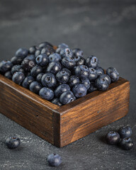 blueberries in a wooden box