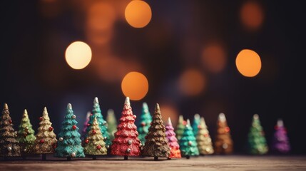 Christmas tree decoration on wooden background. Generative Ai.