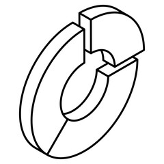 A premium download icon of pie chart 