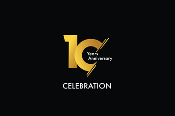 10th, 10 years, 10 year anniversary gold color on black background abstract style logotype. anniversary with gold color isolated on black background, vector design for celebration vector