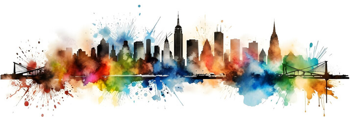 Watercolor design of the NYC skyline - Generative AI