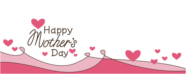 Mother's day decoration illustration. Pink hearts decoration with Happy mother's day message Calligraphy. Happy mother's day background. Vector illustration.