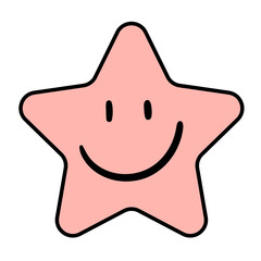 happy pink star smiling face