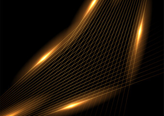 Fototapeta na wymiar Orange glowing minimal lines abstract futuristic tech background. Vector digital art design