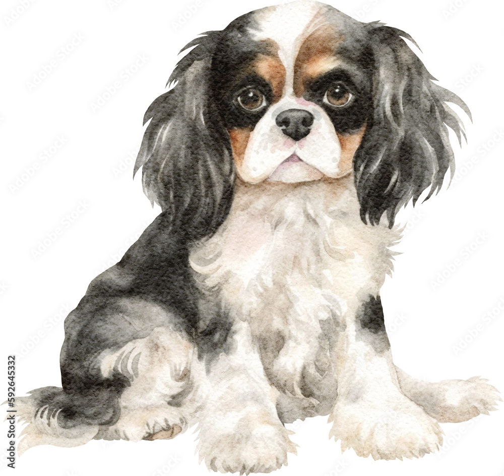 Poster cavalier dog illustration created with generative ai technology