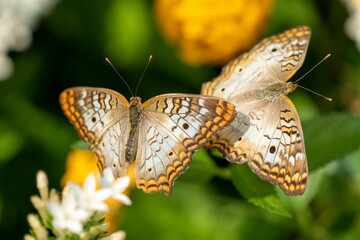 Closeup shot of a white peacock on the blurry background