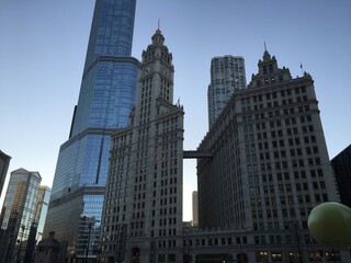 Skyscrapers in Chicago with a big blue sky