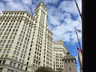 Skyscrapers in Chicago with a big blue sky