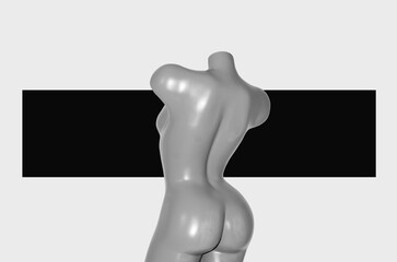 Digital collage with a female mannequin