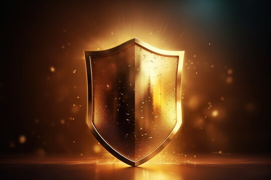 Golden shield background image by generative ai