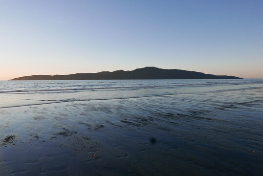Kapiti Island and beach, Paraparaumu, New Zealand