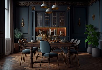 Obraz na płótnie Canvas Dining room. 3d render. Generative AI