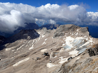 Schrumpfende Gletscher auf der Zugspitze, Klimawandel, Alpen, Bayern, Deutschland