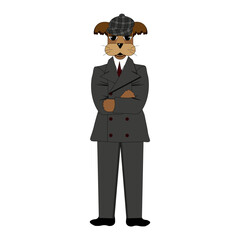 The Dog businessman isolated on white background. Cartoon character. A child's image. English Dog in Suit and tie. Vector illustration. Children art. Beagle. 