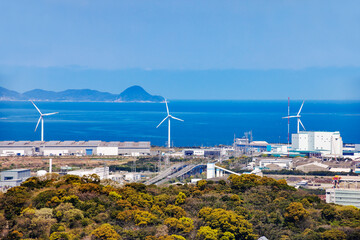 高塔山からの見る北九州の工場地帯