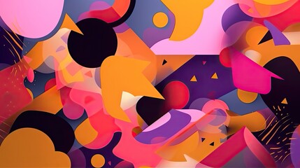 Abstract shapes with a bright color scheme and a playful style created with generative AI technology