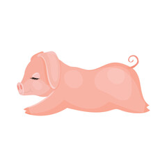 Pig. Pink Piglet. Livestock, animal, Farming. Farm. Vector illustration isolated on white background.