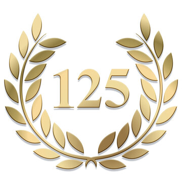 3D Gold PNG laurel wreath number 125