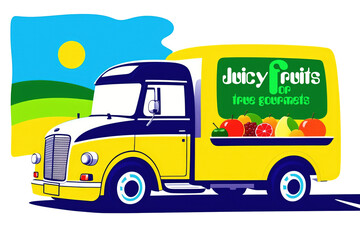 Fototapeta na wymiar Fruit truck with 