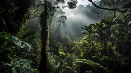 Obraz na płótnie Canvas Stunning landscape of the cloud forest, Generative AI