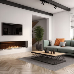 Living room mockup real estate aesthetic, Generative AI