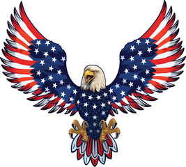 American Redoubtable  Eagle with USA flags