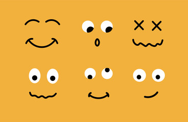 Fototapeta premium Human facial expressions emoji set. Mood smiling faces with positive emotion.