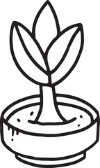 Cute plant outline doodle